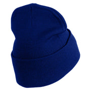 Snowflakes Large Christmas Embroidered Iron On Patched 12 Inch Long Knitted Beanie - Royal OSFM