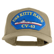 USS Kitty Hawk CV 63 Blue Patched Solid Cotton Twill 5 Panel Prostyle Snap Cap - Khaki OSFM