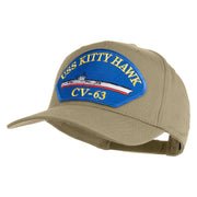 USS Kitty Hawk CV 63 Blue Patched Solid Cotton Twill 5 Panel Prostyle Snap Cap - Khaki OSFM