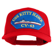 USS Kitty Hawk CV 63 Blue Patched Solid Cotton Twill 5 Panel Prostyle Snap Cap - Red OSFM