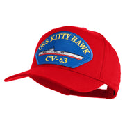 USS Kitty Hawk CV 63 Blue Patched Solid Cotton Twill 5 Panel Prostyle Snap Cap - Red OSFM