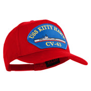 USS Kitty Hawk CV 63 Blue Patched Solid Cotton Twill 5 Panel Prostyle Snap Cap - Red OSFM