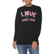 Love Every Time Graphic Long Sleeve Crewneck Tee - Black XS