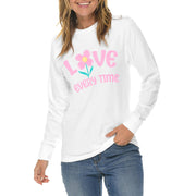 Love Every Time Graphic Long Sleeve Crewneck Tee - White XS