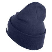 US Marines Corps Veteran Emblem Logo Embroidered 12 Inch Solid Knit Cuff Long Beanie Made in USA - Navy OSFM