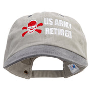 Skull Army Retired Embroidered Pigment Dyed Wash Cap - Beige-Black OSFM