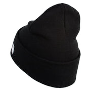 US Marines Corps Veteran Emblem Logo Embroidered 12 Inch Solid Knit Cuff Long Beanie Made in USA - Black OSFM