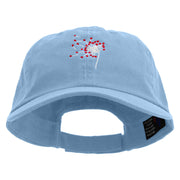 Valentines Day Dandelion Embroidered Low Profile Dyed Cotton Twill Cap - Sky-Blue OSFM