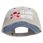 Skull Army Retired Embroidered Pigment Dyed Wash Cap - Beige-Navy OSFM