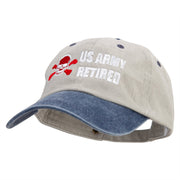 Skull Army Retired Embroidered Pigment Dyed Wash Cap - Beige-Navy OSFM