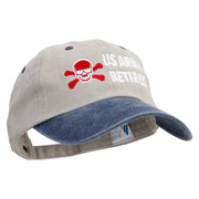 Skull Army Retired Embroidered Pigment Dyed Wash Cap - Beige-Navy OSFM