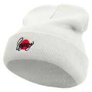 Legacy Snake Embroidered 12 Inch Long Knitted Beanie - White OSFM