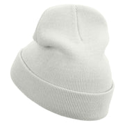 Legacy Snake Embroidered 12 Inch Long Knitted Beanie - White OSFM