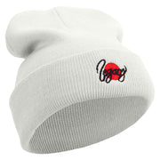 Legacy Snake Embroidered 12 Inch Long Knitted Beanie - White OSFM