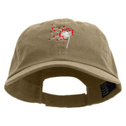 Valentines Day Dandelion Embroidered Low Profile Dyed Cotton Twill Cap - Khaki OSFM