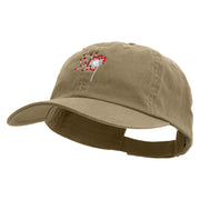 Valentines Day Dandelion Embroidered Low Profile Dyed Cotton Twill Cap - Khaki OSFM