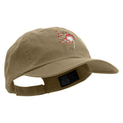 Valentines Day Dandelion Embroidered Low Profile Dyed Cotton Twill Cap - Khaki OSFM