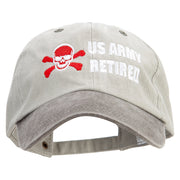 Skull Army Retired Embroidered Pigment Dyed Wash Cap - Beige-Brown OSFM