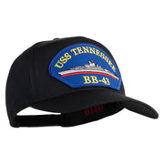 USS Tennessee BB 43 Blue Patched Solid Cotton Twill 5 Panel Prostyle Snap Cap - Black OSFM