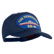 USS Tennessee BB 43 Blue Patched Solid Cotton Twill 5 Panel Prostyle Snap Cap - Navy OSFM