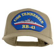 USS Tennessee BB 43 Blue Patched Solid Cotton Twill 5 Panel Prostyle Snap Cap - Khaki OSFM