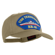 USS Tennessee BB 43 Blue Patched Solid Cotton Twill 5 Panel Prostyle Snap Cap - Khaki OSFM