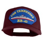 USS Tennessee BB 43 Blue Patched Solid Cotton Twill 5 Panel Prostyle Snap Cap - Maroon OSFM