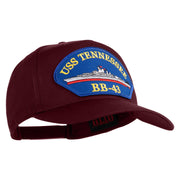 USS Tennessee BB 43 Blue Patched Solid Cotton Twill 5 Panel Prostyle Snap Cap - Maroon OSFM