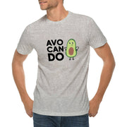 Avo-Can-Do Graphic Design Ring Spun Combed Cotton Short Sleeve Deluxe Jersey T-Shirt - Heather-Grey XS