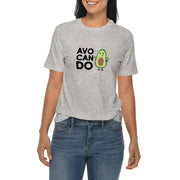 Avo-Can-Do Graphic Design Ring Spun Combed Cotton Short Sleeve Deluxe Jersey T-Shirt - Heather-Grey XS