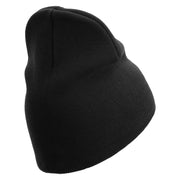 USMC Design Symbol Embroidered 8 Inch Short Beanie Made in USA - Black OSFM