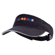 Dino Alphabets Embroidered Prostyle Cotton Twill Washed Sandwich Visor - Navy-White OSFM