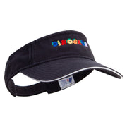 Dino Alphabets Embroidered Prostyle Cotton Twill Washed Sandwich Visor - Navy-White OSFM