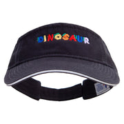 Dino Alphabets Embroidered Prostyle Cotton Twill Washed Sandwich Visor - Navy-White OSFM