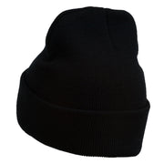 Diamond Embroidered Cuff Long Black Beanie