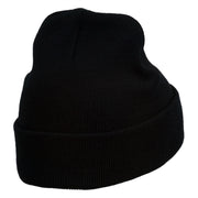 Diamond Embroidered Cuff Long Black Beanie