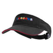 Dino Alphabets Embroidered Prostyle Cotton Twill Washed Sandwich Visor - Black-Red OSFM