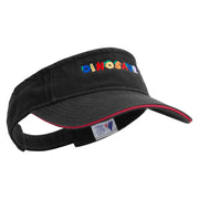 Dino Alphabets Embroidered Prostyle Cotton Twill Washed Sandwich Visor - Black-Red OSFM