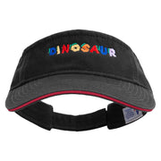 Dino Alphabets Embroidered Prostyle Cotton Twill Washed Sandwich Visor - Black-Red OSFM