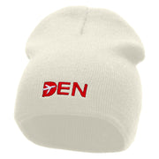 Den Embroidered 8 inch Acrylic Short Blank Beanie - White OSFM