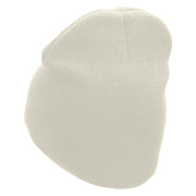 Den Embroidered 8 inch Acrylic Short Blank Beanie - White OSFM