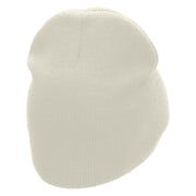 Den Embroidered 8 inch Acrylic Short Blank Beanie - White OSFM