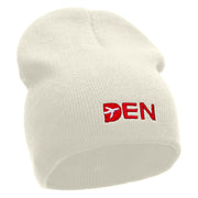 Den Embroidered 8 inch Acrylic Short Blank Beanie - White OSFM