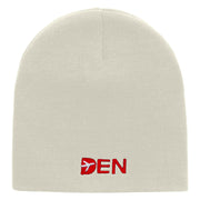 Den Embroidered 8 inch Acrylic Short Blank Beanie - White OSFM