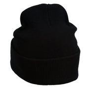 Diamond Embroidered Cuff Long Black Beanie