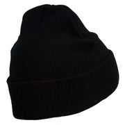 Diamond Embroidered Cuff Long Black Beanie