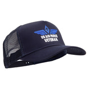 Air Force Wing Veteran Embroidered Five Panels Pro Style Trucker Mesh Cap - Navy OSFM