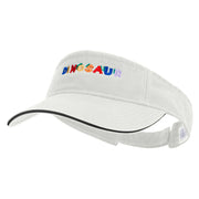 Dino Alphabets Embroidered Prostyle Cotton Twill Washed Sandwich Visor - White-Black OSFM