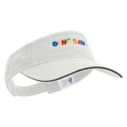 Dino Alphabets Embroidered Prostyle Cotton Twill Washed Sandwich Visor - White-Black OSFM