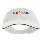 Dino Alphabets Embroidered Prostyle Cotton Twill Washed Sandwich Visor - White-Black OSFM